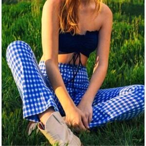 Urban Outfitters Pants gingham check casey kick flare womens Blue